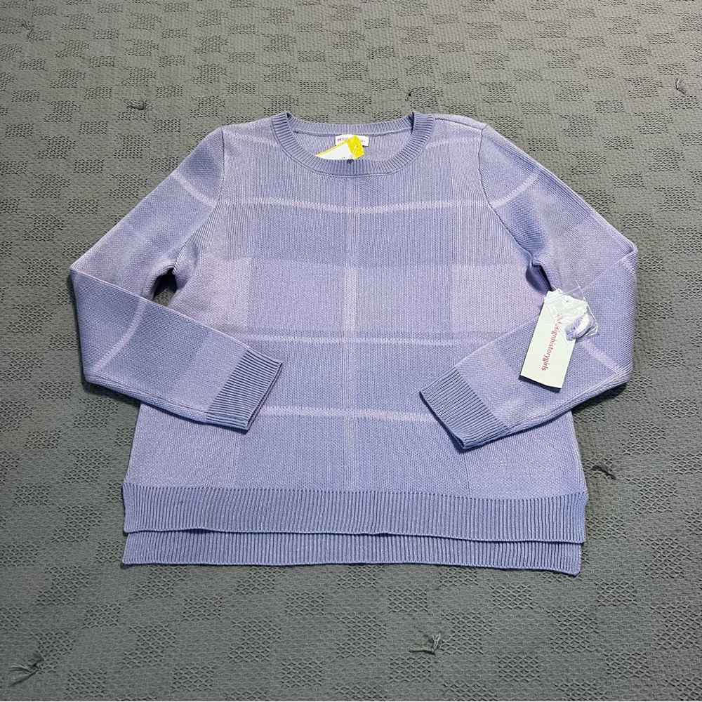 Design History Purple Plaid Sweater Size L